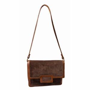 Vintage Adjustable Shoulder Strap Bag in Brown Leather And Suede